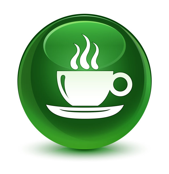 咖啡杯图标玻璃软绿色圆形按钮图片下载