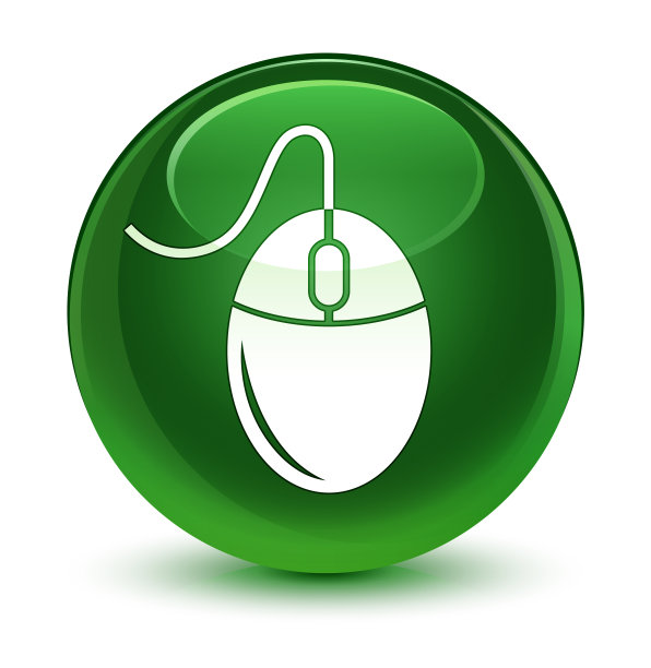 鼠标图标玻璃般的软绿色圆形按钮图片下载