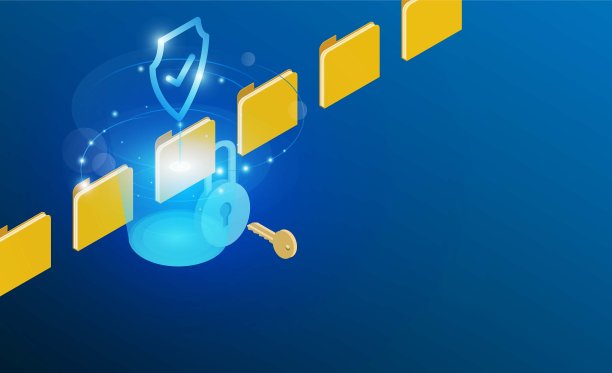 保护系统进度上传和下载云和文件夹中的财务信息，为黑客。三维等距平面设计。图片下载