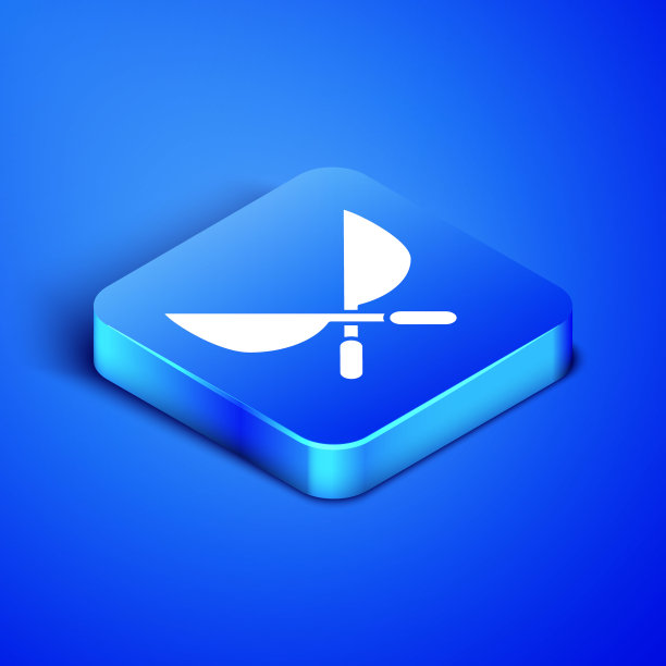 等距园艺手工剪刀修剪图标孤立在蓝色背景。有木柄的修枝剪。蓝色方块按钮。矢量图图片下载