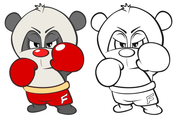 矢量插图一个可爱的卡通人物熊猫为您设计和电脑游戏。着色书大纲集图片下载