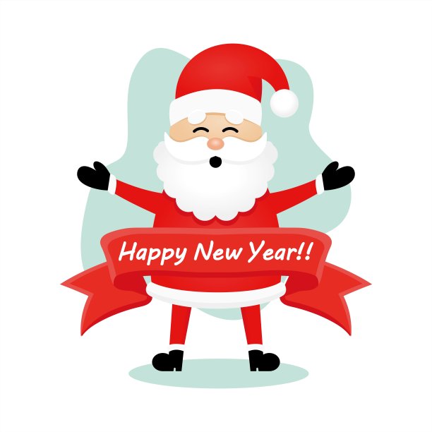 圣诞老人插画贴纸用快乐的表情迎接圣诞和新年图片下载