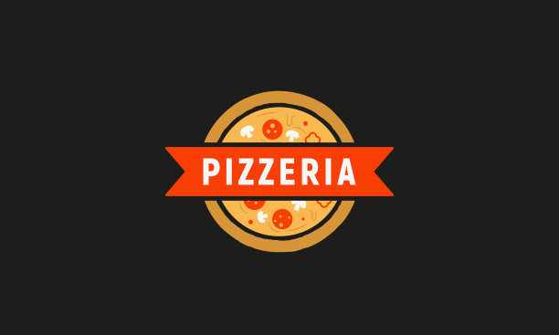 披萨店现代标志模板。披萨标签，图标或餐厅菜单设计贴纸。矢量图图片下载