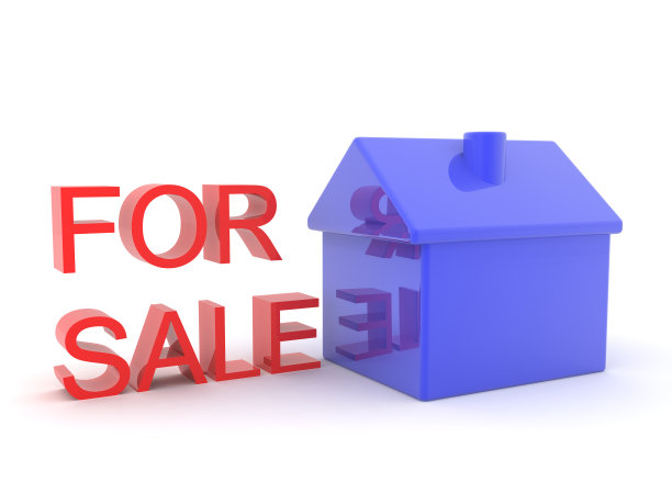 房屋出售标志的3D渲染图片下载