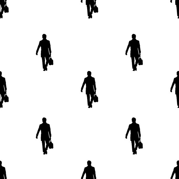 办公室男子行走图形剪影模式图片下载