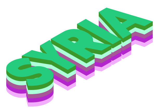 叙利亚单词等距3d渲染孤立背景图片下载