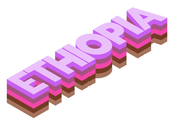 埃塞俄比亚字等距3d渲染孤立背景图片下载