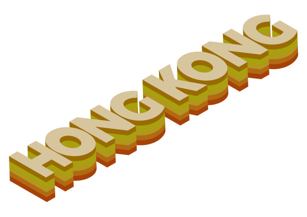 香港字等距三维渲染孤立背景图片下载