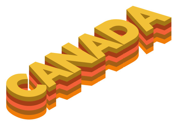 加拿大字等距3d渲染孤立背景图片下载