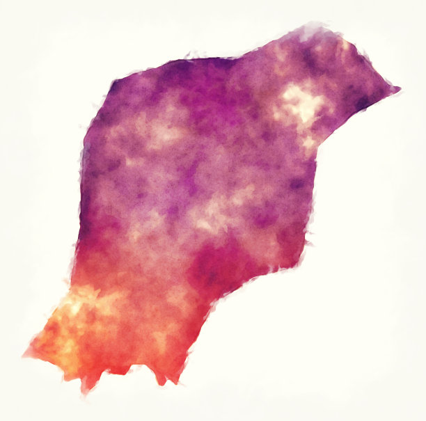 约旦阿吉隆省水彩地图图片下载