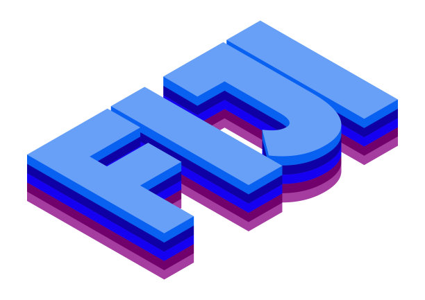 Fiui字等距三维渲染孤立背景图片下载