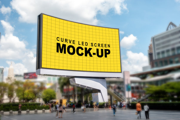 模拟公共车站的曲线LED显示屏图片下载