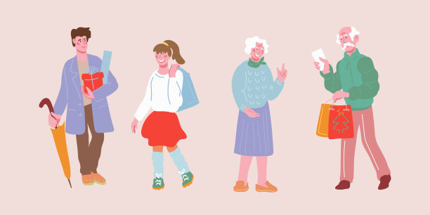 人们用购物袋为圣诞节和新年假期做准备图片下载