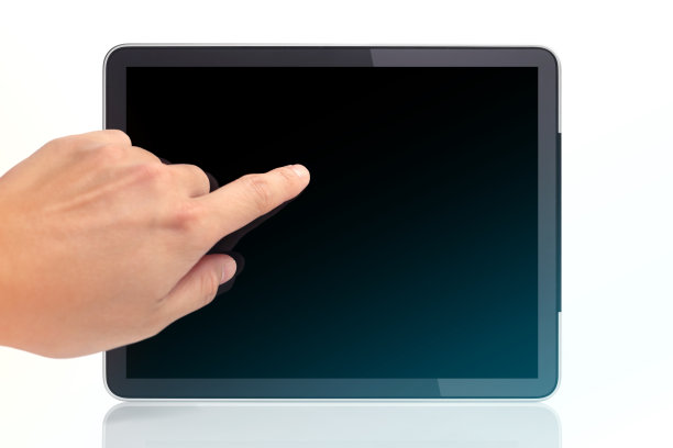 在白色背景下触摸数字平板电脑图片下载