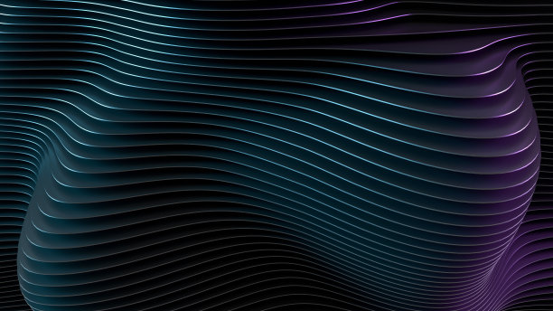 3D抽象波浪切片分层黑色背景霓虹颜色图片下载