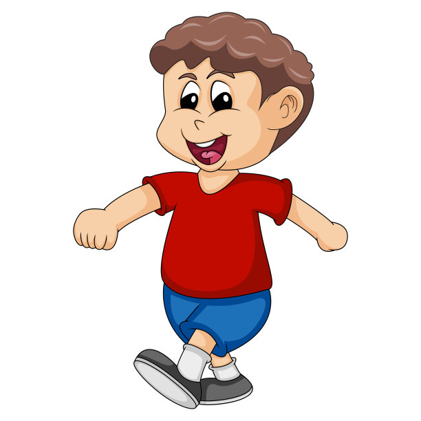 男孩微笑着走卡通矢量插图图片下载