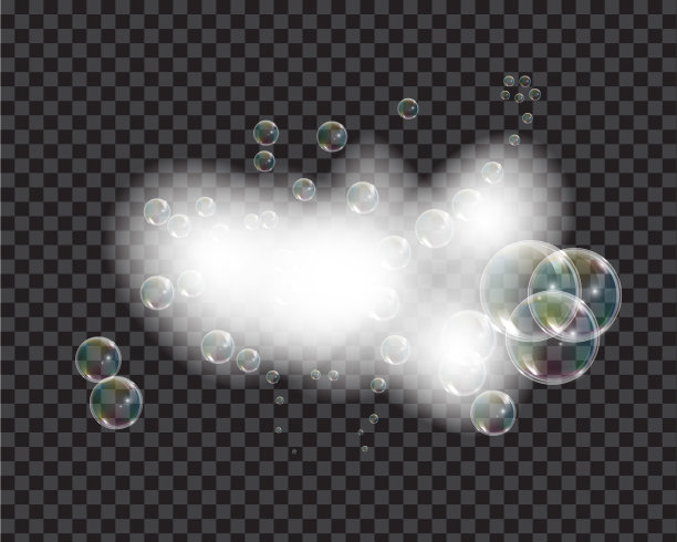沐浴泡沫肥皂与气泡隔离矢量插图透明背景。洗发水和肥皂泡沫泡沫向量插图。图片下载