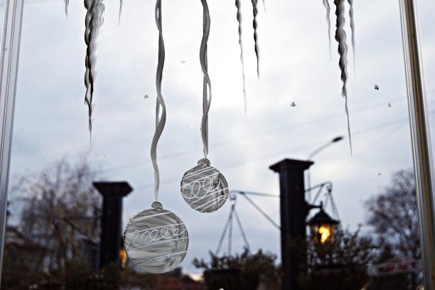 圣诞冬季装饰橱窗库存照片图片下载