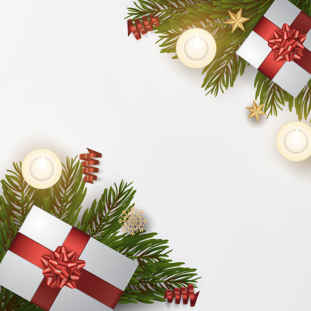 圣诞和新年的礼盒装饰和装饰品图片下载