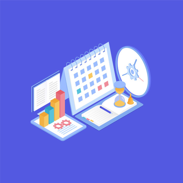 时间管理设计在等距矢量图图片下载