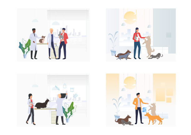 在兽医诊所看兽医的主人图片下载