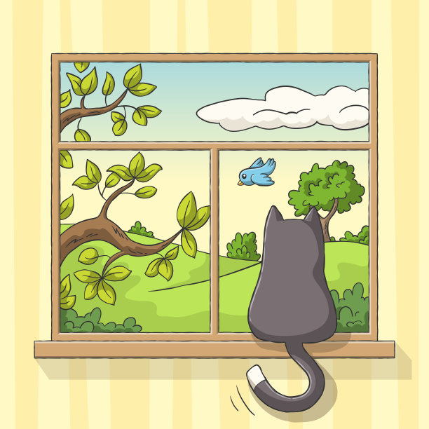 坐在窗边的猫图片下载