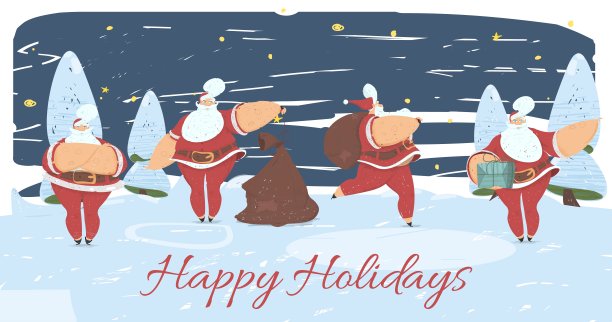 不同姿势的圣诞老人节日快乐图片下载