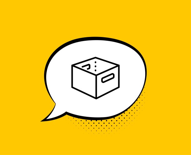 办公盒线路图标。快递包裹的迹象。货物包装。向量图片下载