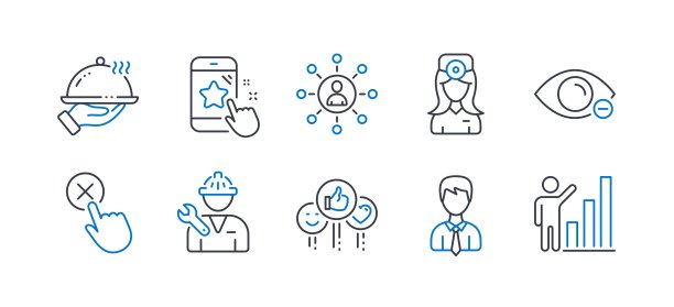 一组人的图标，如网络，餐厅食物，近视。向量图片下载