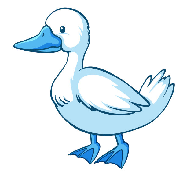 白色背景上的蓝鸭子图片下载