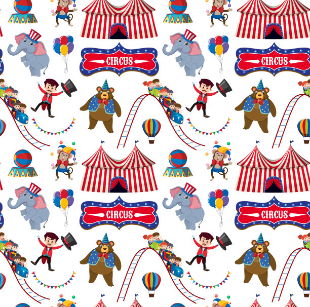 无缝的背景设计与马戏团动物图片下载
