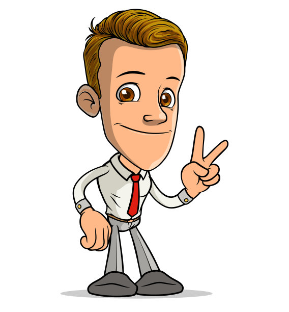 卡通有趣的男孩人物显示和平标志图片下载