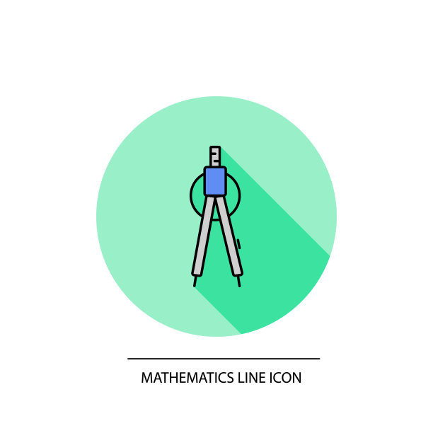 明亮的平面罗盘图标。圆图标。线图形。数学，建筑，几何的设备。现代风格的矢量图标。孤立在白色的。图片下载