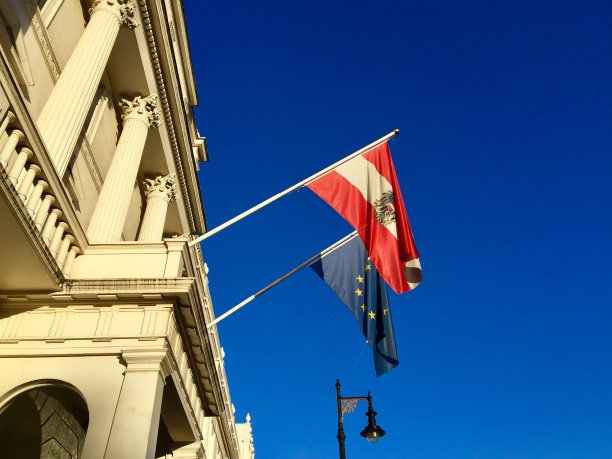 奥地利和欧盟国旗图片下载