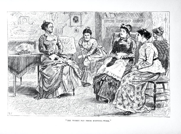 黑白复古版画一群维多利亚时代的女士图片下载