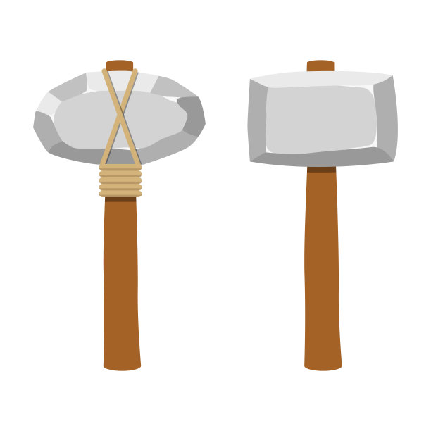 古代石头武器矢量设计插图孤立在白色背景上图片下载