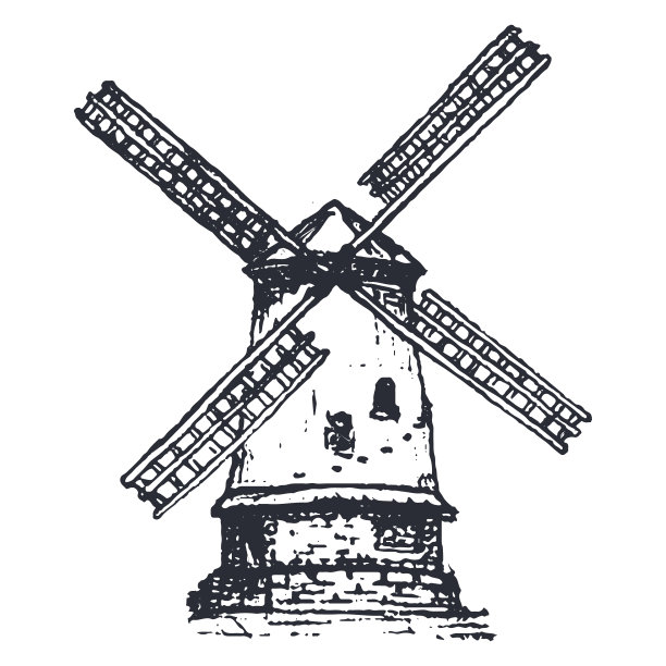 手绘风车意大利面或意大利面标签包装设计。向量图片下载