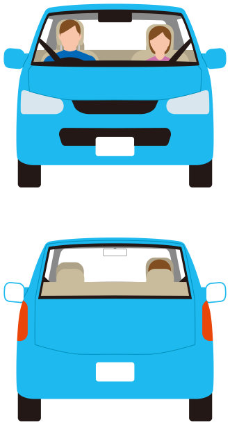 车辆。前后紧凑型乘用车。矢量素材图片下载