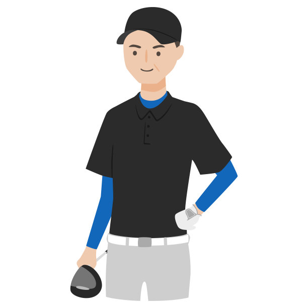 插图的男性。有高尔夫球杆的人。图片下载