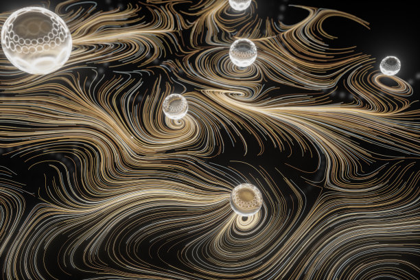 旋涡线模式，发光粒子轨迹，3d渲染。图片下载