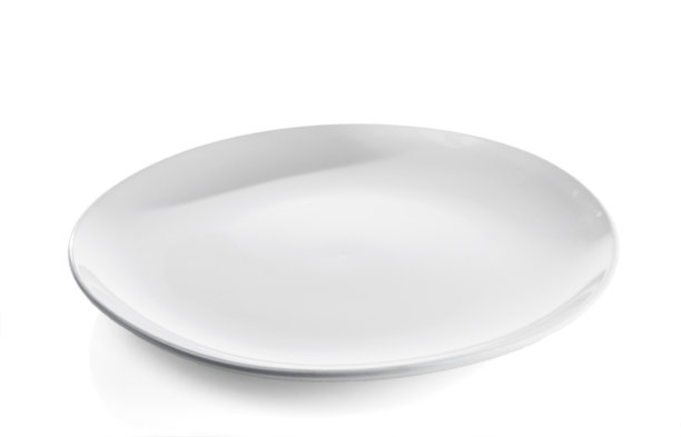 扁平的白色陶瓷板孤立在白色背景上图片下载