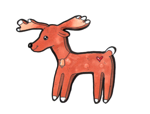 水彩画节日姜饼鹿。原来的水彩。手绘画。用于贺卡、请柬和其他印刷项目的圣诞插图。孤立的图片下载