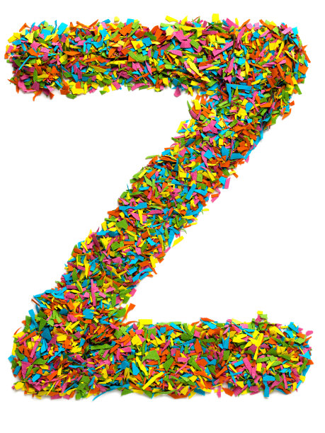 彩色的大英文大写字母Z孤立在白色背景。剪下图片下载