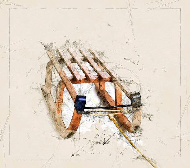 一个木制雪橇的示意图和布局图片下载