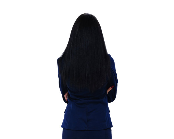 后视图/后/一个人/腰部以上的20-29岁的成年人美丽的黑发/长发拉丁美洲和西班牙裔的种族女性/年轻女性商人/商人穿着套装谁是自信的双臂交叉图片下载