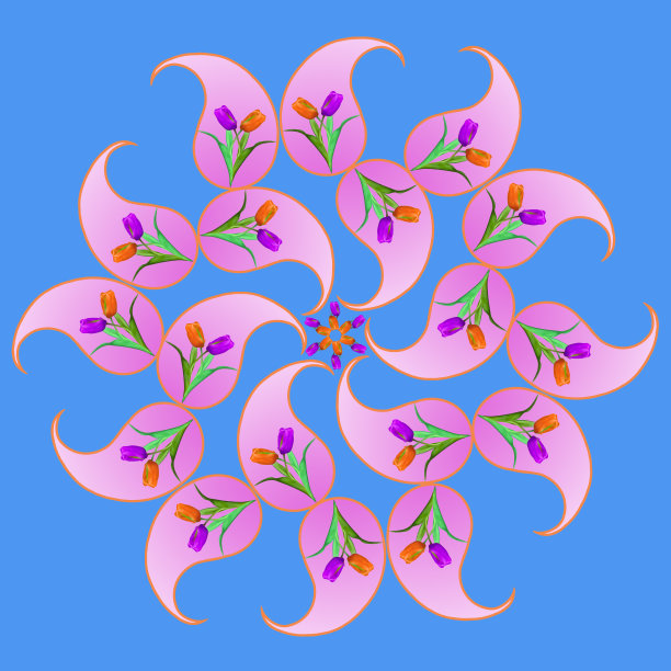 自然曼陀罗干压花，花瓣，叶子。佩斯利装饰图片下载