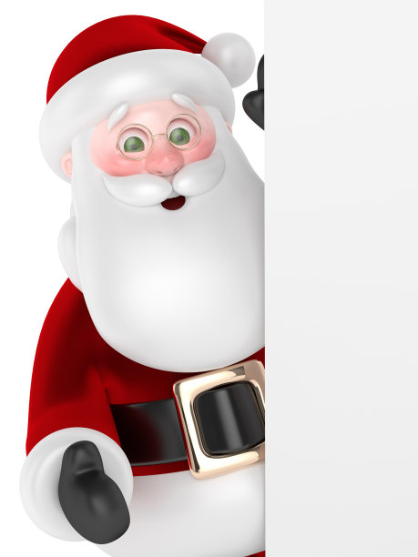 圣诞老人与广告牌的3d渲染图片下载