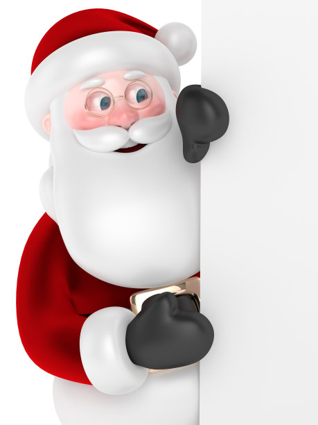 圣诞老人与广告牌的3d渲染图片下载