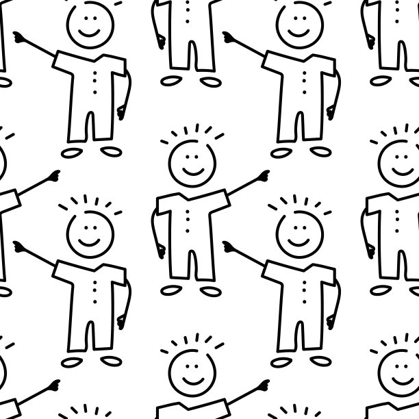 无缝模式，儿童模式。画了《有趣的男孩》。适用于织物及其它表面图片下载