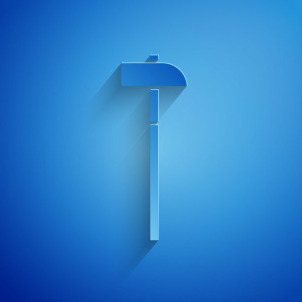 剪纸锤图标孤立在蓝色背景。修复的工具。纸艺术风格。矢量图图片下载